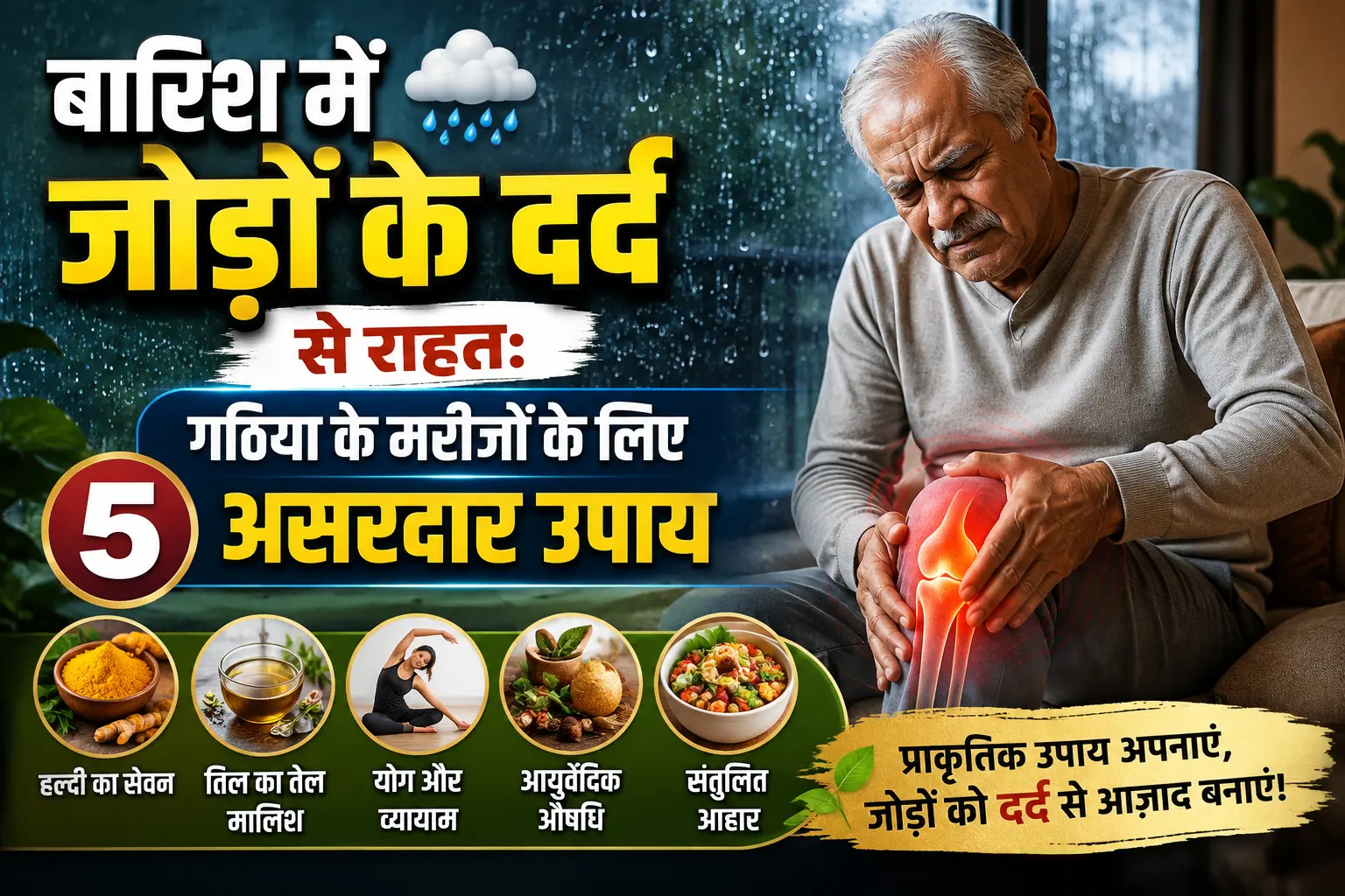 बारिश में जोड़ों के दर्द से राहत: गठिया के मरीजों के लिए 5 असरदार उपाय